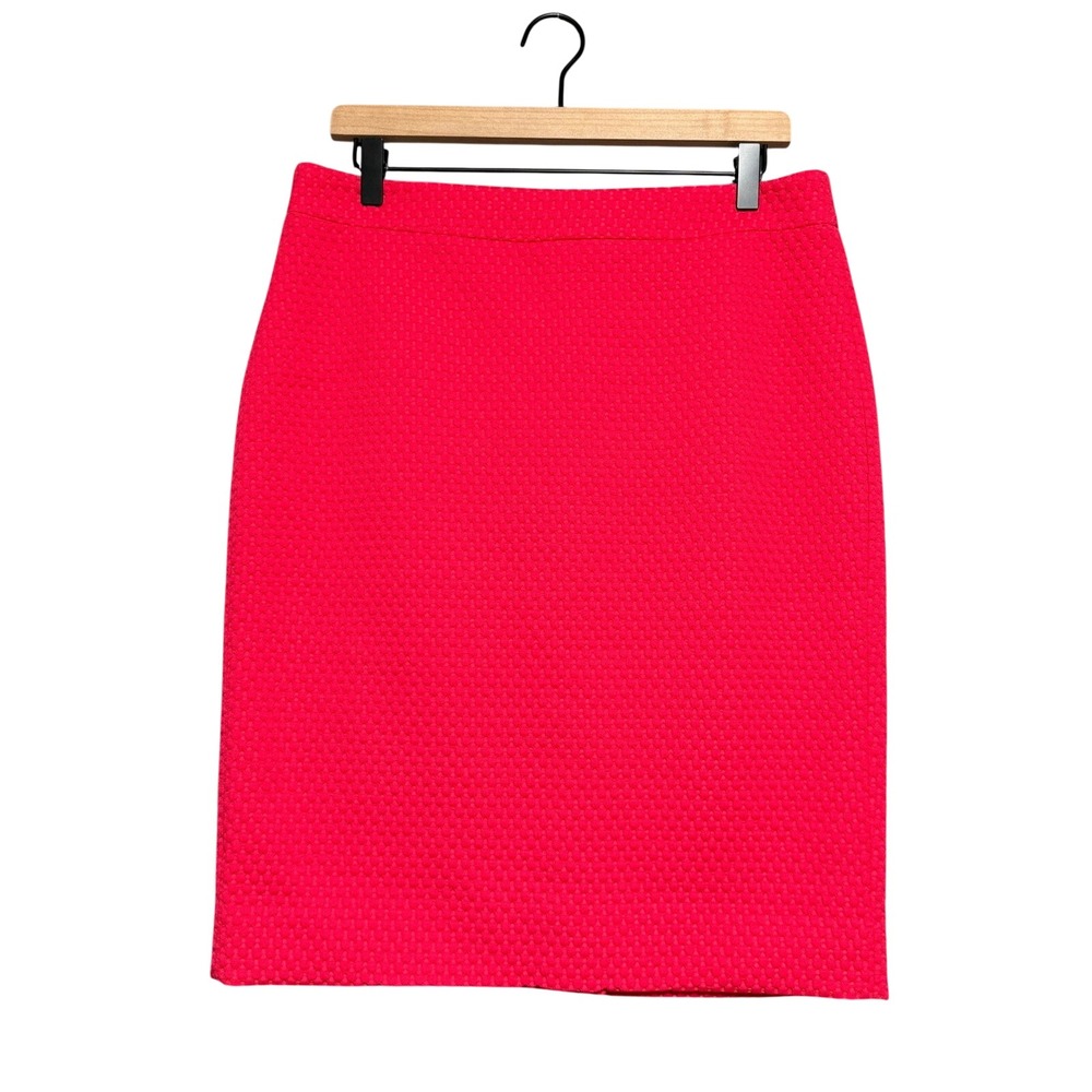 J. Crew Pencil Skirt Womens 10 Red Textured Matelasse Business Casual Workwear